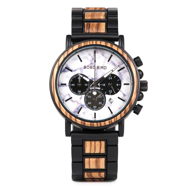 BOBO BIRD Wooden Men Watches Relogio Masculino Top Brand Luxury Stylish Chronograph Military Watch Great Gift for Man OEM