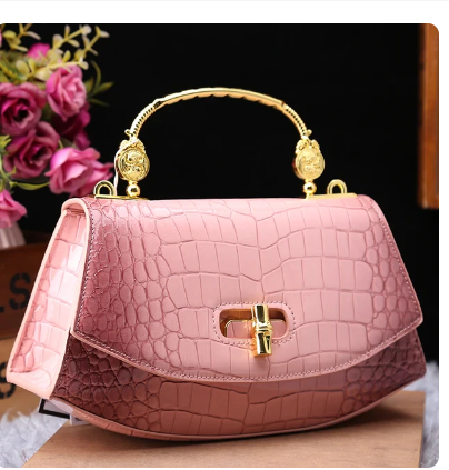 Luxury Fashion Genuine Leather Women's Handbags 2023 New Crocodile Pattern Shoulder Messenger Bag Small Portable Saddle Bags
