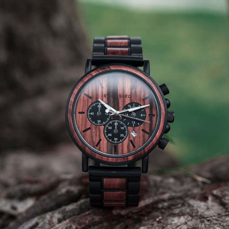 BOBO BIRD Wooden Men Watches Relogio Masculino Top Brand Luxury Stylish Chronograph Military Watch Great Gift for Man OEM