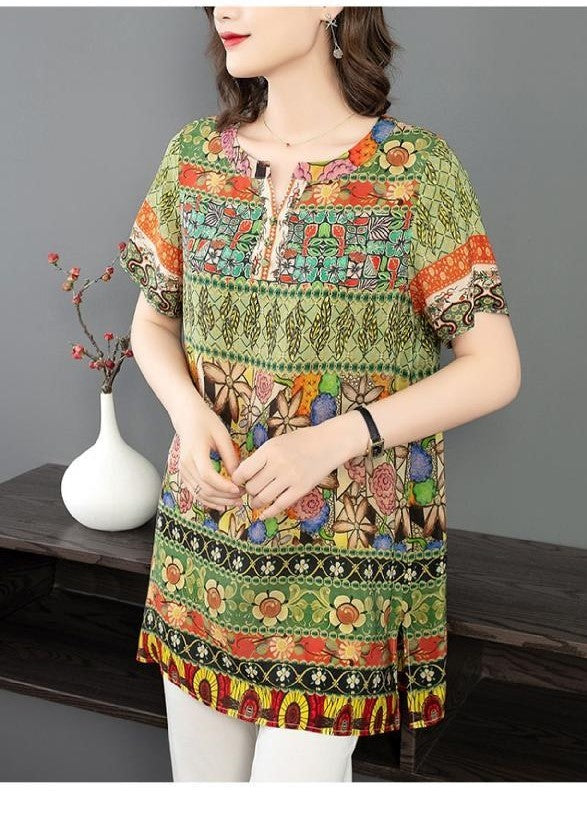 2023 Fashion Chiffon Summer V-neck Printing Women Tops