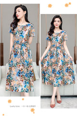 Summer women short sleeve dresses print vintage o-neck Beach Dress Sundress Vestidos dress