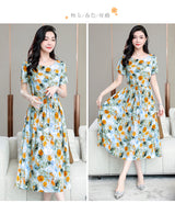 Summer women short sleeve dresses print vintage o-neck Beach Dress Sundress Vestidos dress