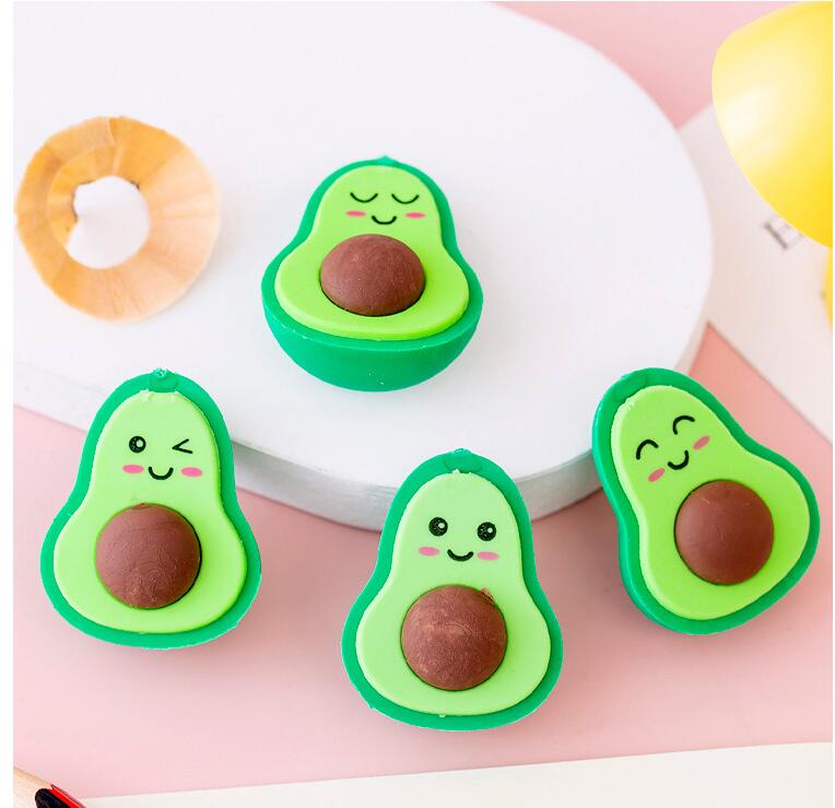 Simple Cute Expression Avocado Eraser Student Creativity Stationery Gift Eraser