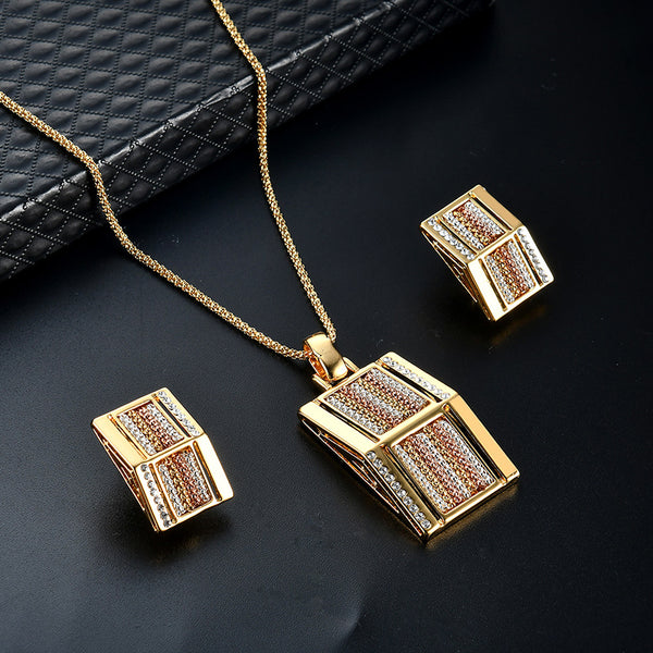 Exaggerated Jewelry Series Square Alloy Two-piece Jewelry