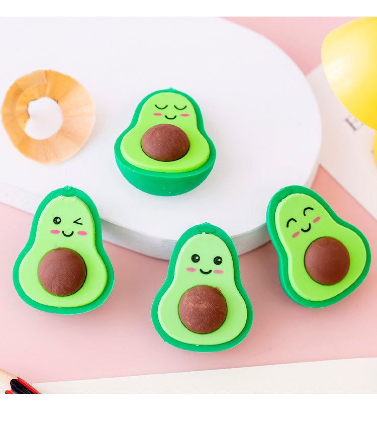 Simple Cute Expression Avocado Eraser Student Creativity Stationery Gift Eraser