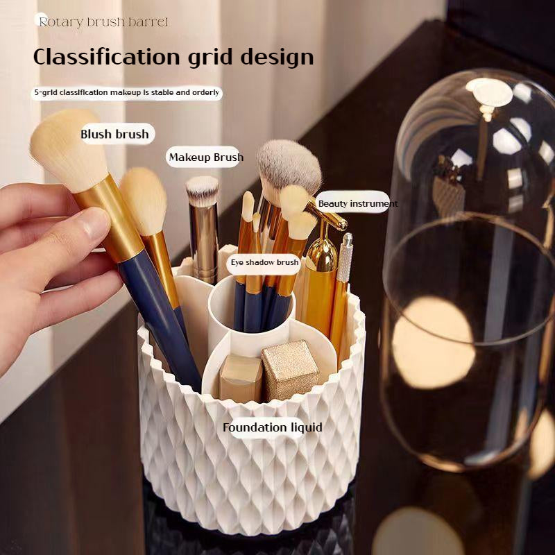 360 Rotating Large Capacity Transparent Makeup Brush Storage Pen Holder Acrylic Dust With Lid Desktop Cosmetic Storage Box