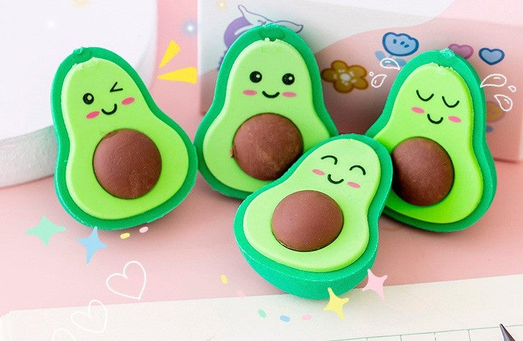 Simple Cute Expression Avocado Eraser Student Creativity Stationery Gift Eraser