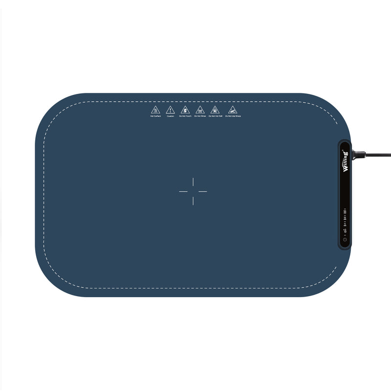 Willing 250W Food Warming Mat 3-Temperature Setting Home Food Warmer Portable Warming Trays For Stainless Steel Ceramic, Glass Enamelware - Navy Blue