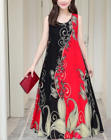 New Fashion Casual 2023  Long Style Loose O-Neck Women Clothes Print, Women Clothing Dresses  For Summer