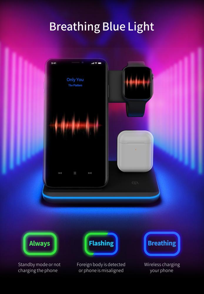 Compatible Mobile Phone Watch Earphone Wireless Charger 3 In 1 Wireless Charger Stand