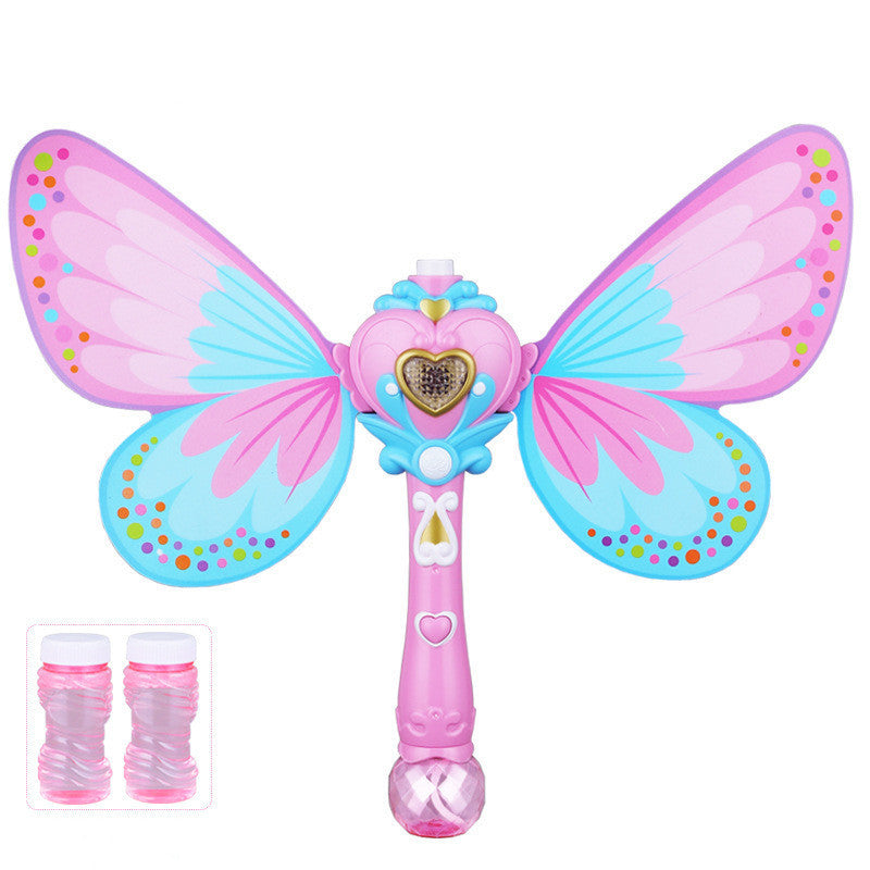 Bubble Gun Music Magic Wand Outdoor Toys for Baby Girl Princess Electric Bubble Blower Machine