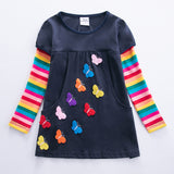 Girls' Butterfly Embroidered Long Sleeve Dress