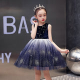 Girls summer starry sky yarn dress