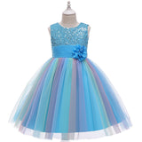 Girls Colourful Sequins Puffy Dress