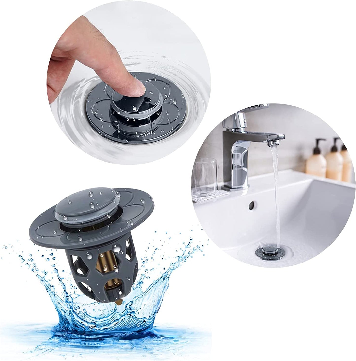 Washbasin Electroplating Drainer Bouncing Core Universal Head Leak-Proof Plug Pool Basin Copper Core Push Type Leaking Plug
