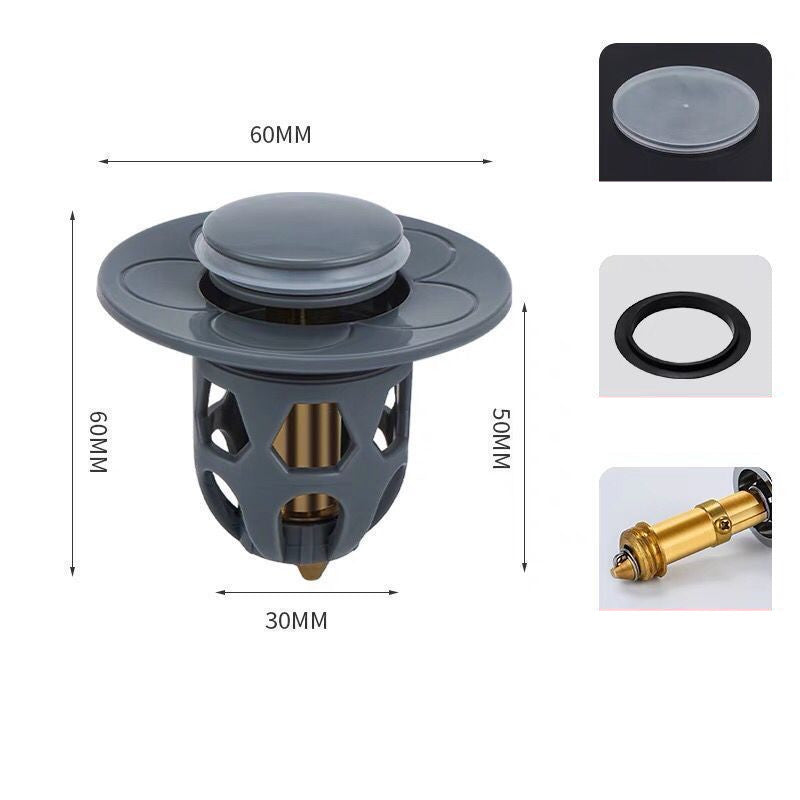 Washbasin Electroplating Drainer Bouncing Core Universal Head Leak-Proof Plug Pool Basin Copper Core Push Type Leaking Plug