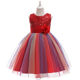 Girls Colourful Sequins Puffy Dress