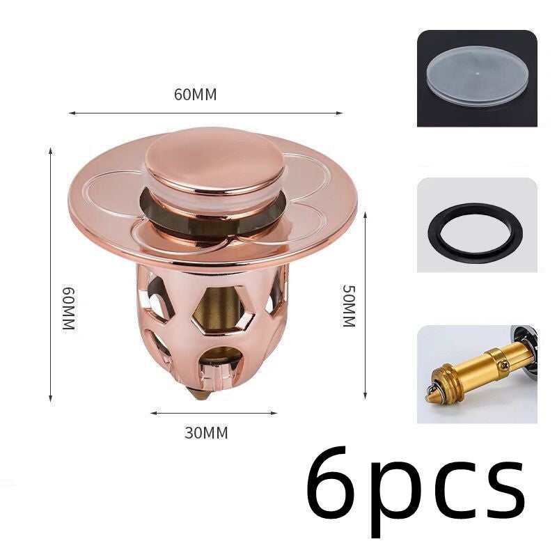 Washbasin Electroplating Drainer Bouncing Core Universal Head Leak-Proof Plug Pool Basin Copper Core Push Type Leaking Plug