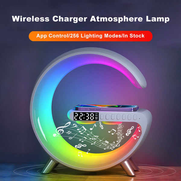 @023 Intelligent Atmosphere Lamp Bluetooth Speaker Wireless Charger Bedside Lamp Sunrise Wake-up Lamp Polar Lamp Alarm Clock