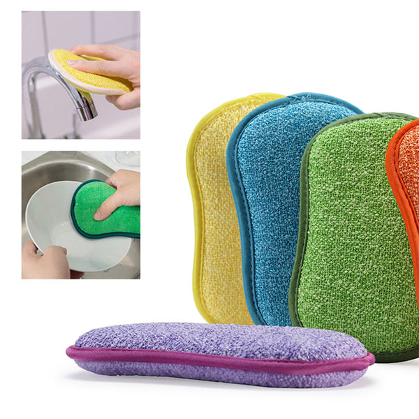 Double-Sided Kitchen Cleaning Magic Sponge Microfiber Non-Stick Kitchen Parts Washing Bowl And Pot Tools