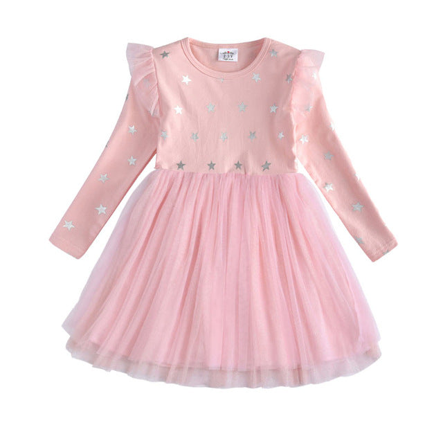 Kids Autumn Winter Dresses For Girls Star Sequins Princess