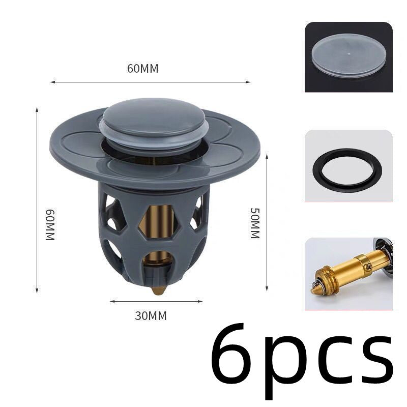 Washbasin Electroplating Drainer Bouncing Core Universal Head Leak-Proof Plug Pool Basin Copper Core Push Type Leaking Plug