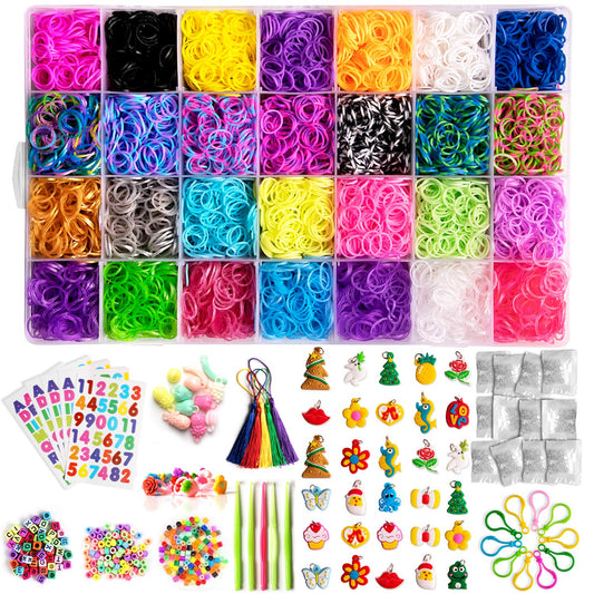 12,000+ Rubber Bands Bracelet Kits, Colorful Loom Bands with Storage Container for Bracelet Making Kit DIY Band Set for Kid Girls Birthday Gift (28 Colors)