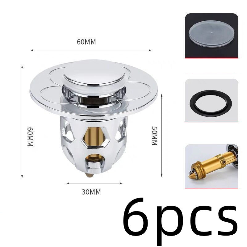 Washbasin Electroplating Drainer Bouncing Core Universal Head Leak-Proof Plug Pool Basin Copper Core Push Type Leaking Plug
