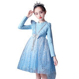 Long Sleeve Mesh Dress Girls Performance Gown