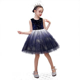 Girls summer starry sky yarn dress