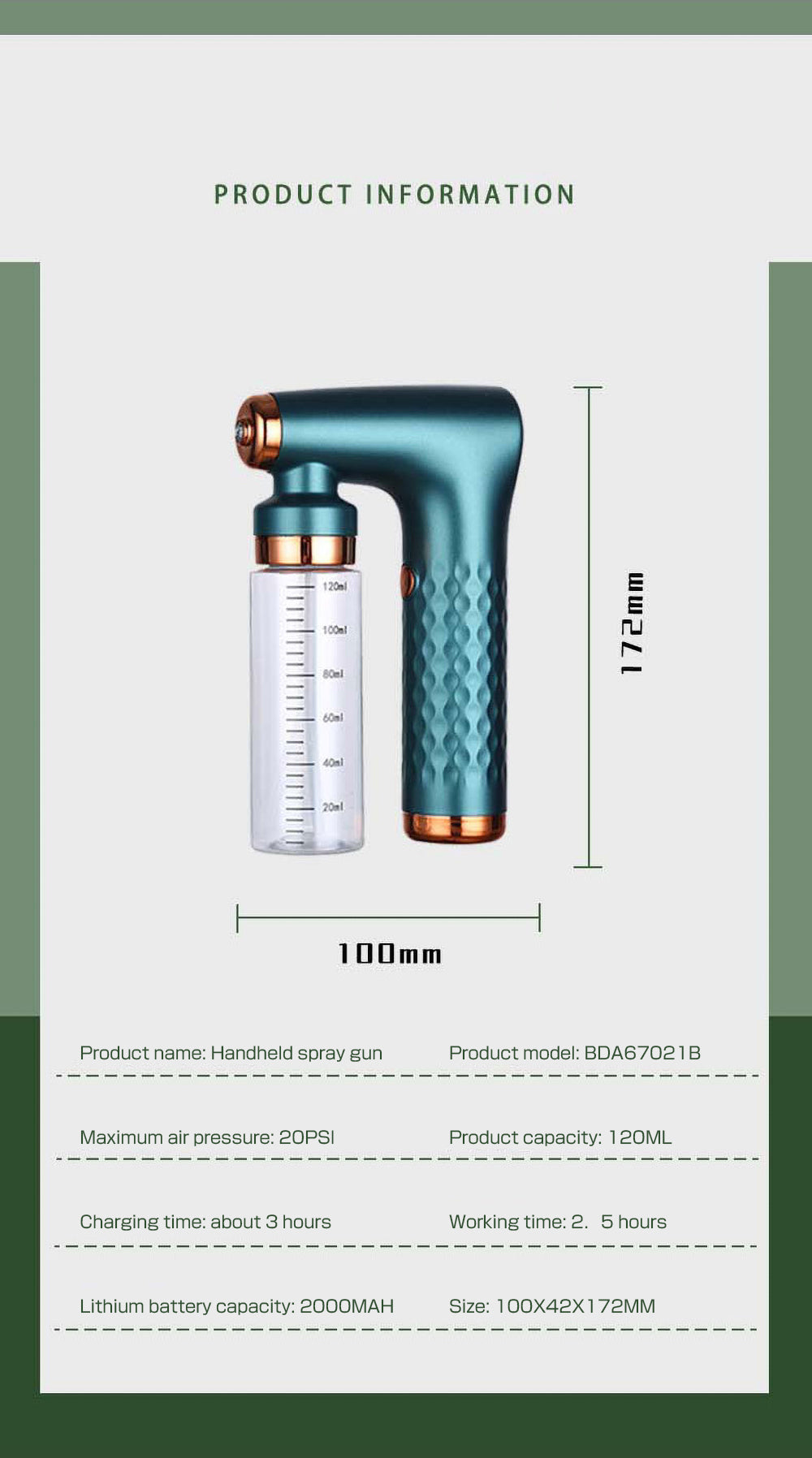 Portable Air Bubble For Household Handheld Micron Water Spray Gun