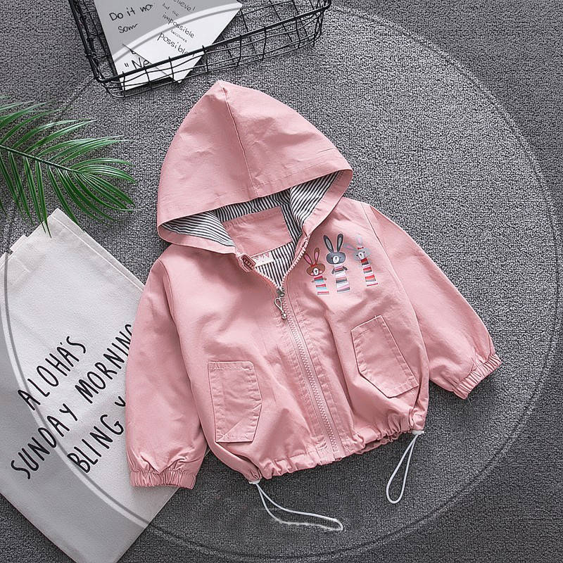 Children's clothing 3-9 years old girls jacket children spring and autumn cute baby jacket Cartoon printed rabbit windbreaker