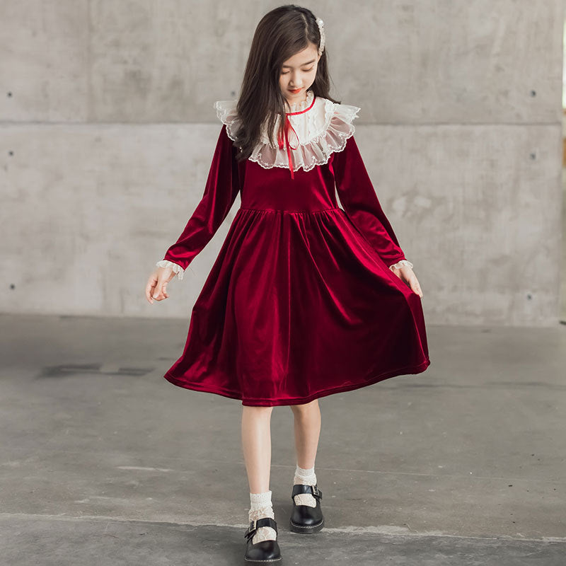 Girls' Children's Dress Velvet Princess Dress