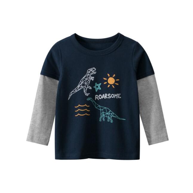 New Spring Children's Clothing Boy T-shirt Wholesale Big Dinosaur Pattern Baby Clothing Mother Kids Clothes With Cotton T