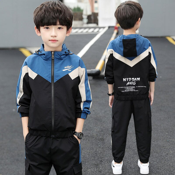 Fashion Boys Clothing Spring Autumn Patchwork Long Sleeve Sets 5 6 8 10 12 13 14 15Years Teenagers Children Sports Clothing
