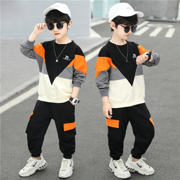 Children's Clothing Sets Boys' Autumn  Big Baby Coat+pant Two-piece Sport Suit 4-12 Ages  Kids Boutique Clothes Wholesale