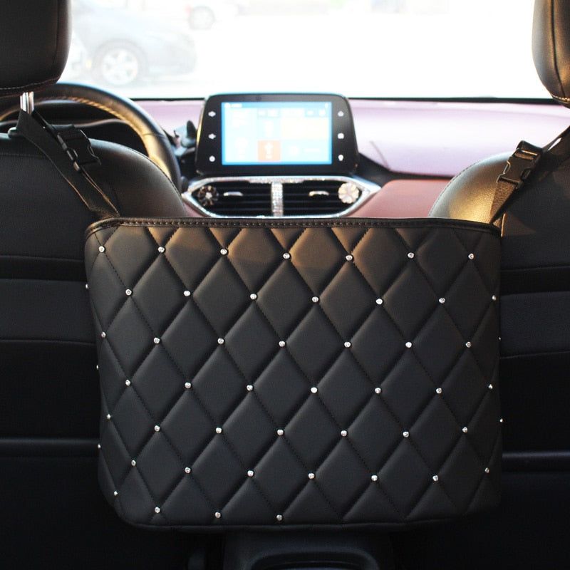 Diamond Rhinestone Car Storage Bag Hanging Automobile Organizer Seat Back Holder styling Stowing Tidying Car Interior Accessorie