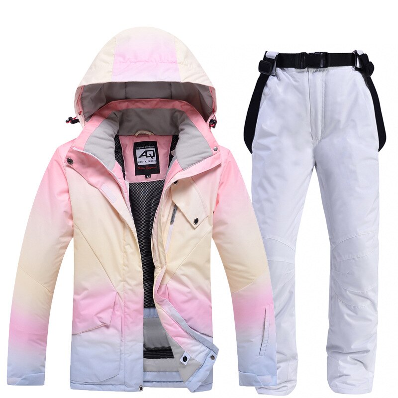 2023 New Fashion Color Matching Ski Suit Women Windproof Waterproof Snowboard Jacket and Pants Suit Female Snowsuit Costumes