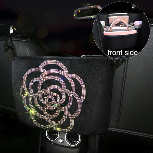 Diamond Rhinestone Car Storage Bag Hanging Automobile Organizer Seat Back Holder styling Stowing Tidying Car Interior Accessorie