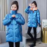 Parka Women 2021 New Winter Jacket Glossy Long Coat Cotton Padded Casual Parkas Jackets Thick Warm Female Overcoat Outwear