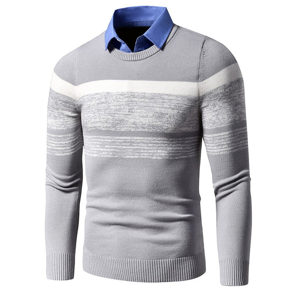 Men 2020 Autumn Winter Casual Brand New Warm Sweater Pullovers Turn Down Shirt Collar Men Knit Pattern Outfits Sweater Coat Men