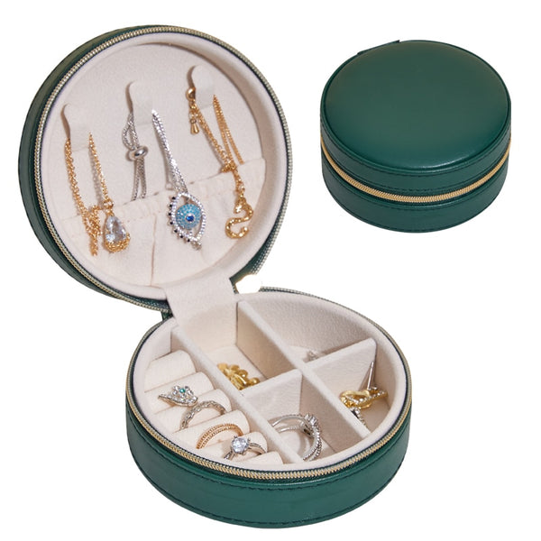 New Portable Leather Jewelry Box Princess European Korean Simple Small Mini Earrings Rings Storage Case Hot Sell