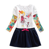 Girls Long Sleeve Clothes Tutu Party Flower Girl Dresses Children Kid Floral Dresses LH5460 Mix