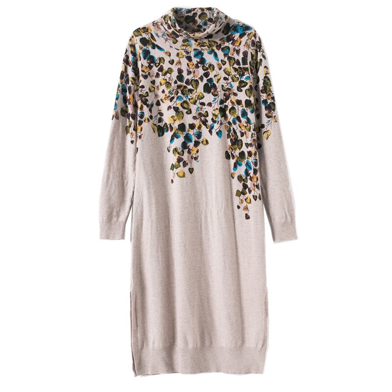 2023 Knitted Thick Midi Wool Sweaters Dress Women Korean Vintage Turtleneck Sweater Autumn Winter Elegant Bodycon Coat Sweaters