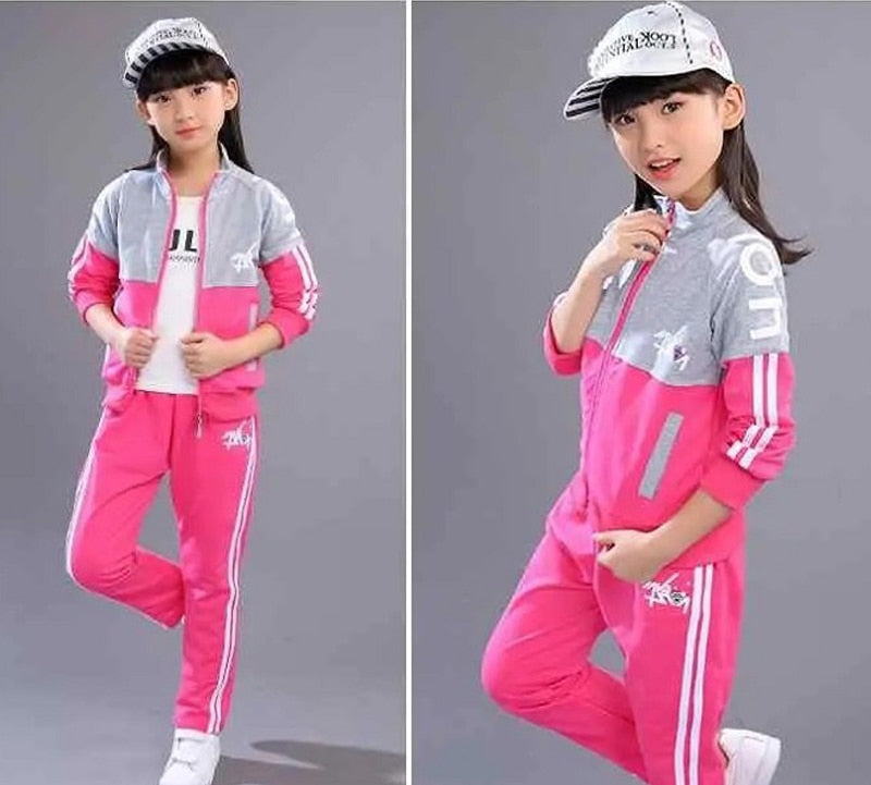 Girl Autumn Winter Sports Clothes Costume Outfit Suit Kids Tracksuit Clothing Set Kids Korean Sweater Tracks Teen Casual Sports