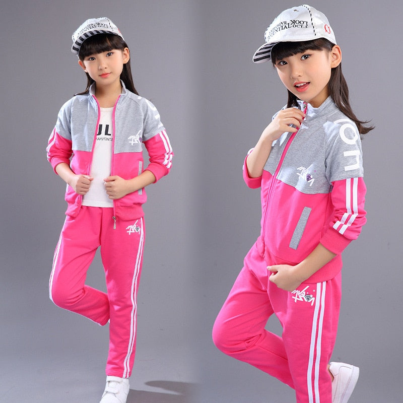 Girl Autumn Winter Sports Clothes Costume Outfit Suit Kids Tracksuit Clothing Set Kids Korean Sweater Tracks Teen Casual Sports