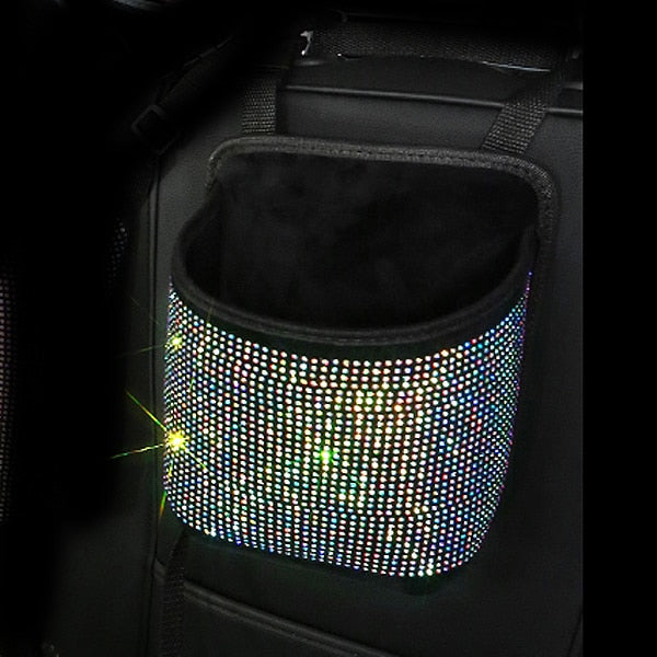 Diamond Rhinestone Car Storage Bag Hanging Automobile Organizer Seat Back Holder styling Stowing Tidying Car Interior Accessorie