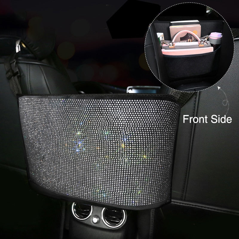 Diamond Rhinestone Car Storage Bag Hanging Automobile Organizer Seat Back Holder styling Stowing Tidying Car Interior Accessorie