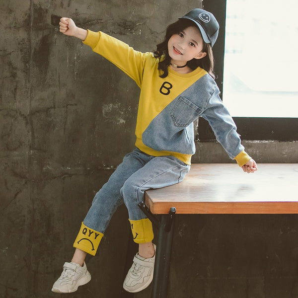 Children Clothing Set Hoodie Jeans Kids Tracksuit 2022 Spring Girls Costume Kids Sport Suits for Girls Clothes 6 8 10 12 Years