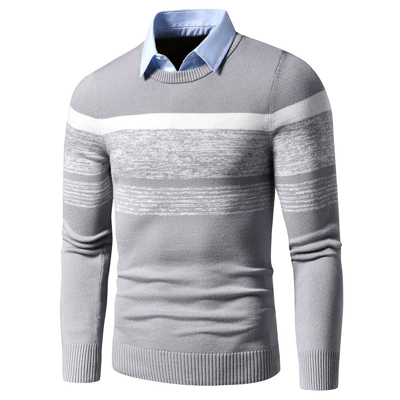 Men 2020 Autumn Winter Casual Brand New Warm Sweater Pullovers Turn Down Shirt Collar Men Knit Pattern Outfits Sweater Coat Men